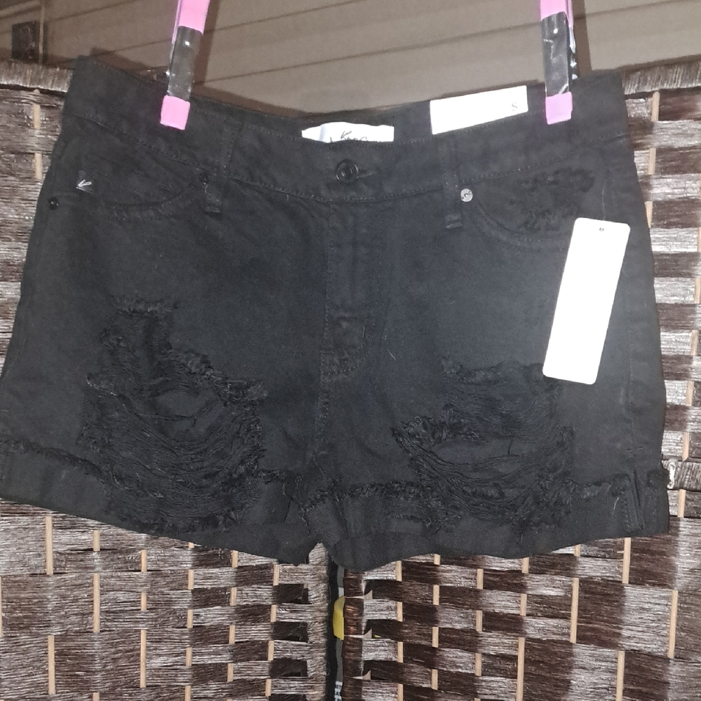KanCan Black Distressed Jean Shorts